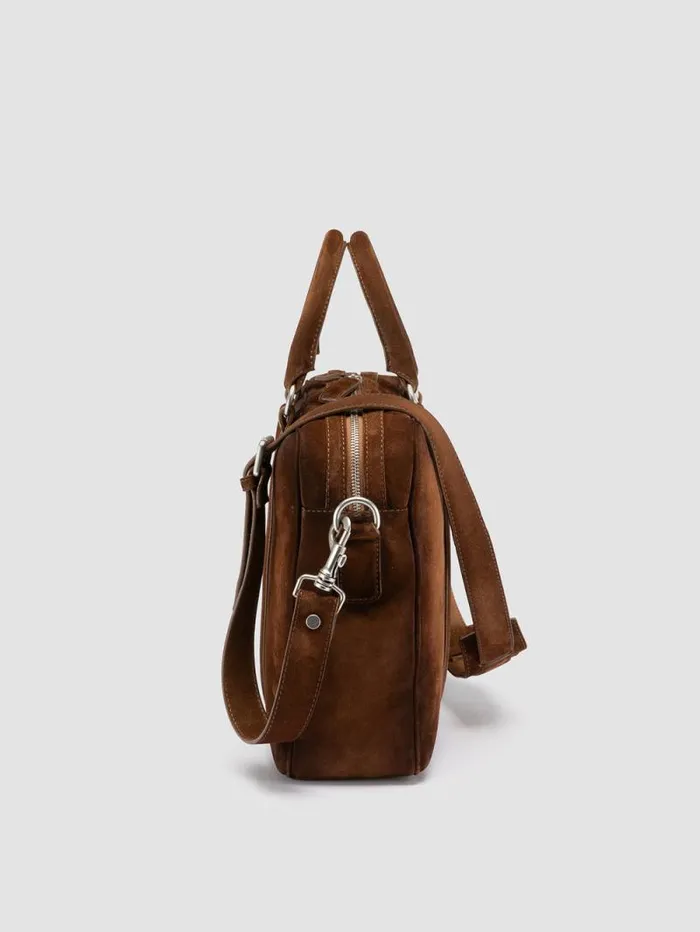 Men Officine Creative Accessories QUENTIN 010 Brown Suede Bag