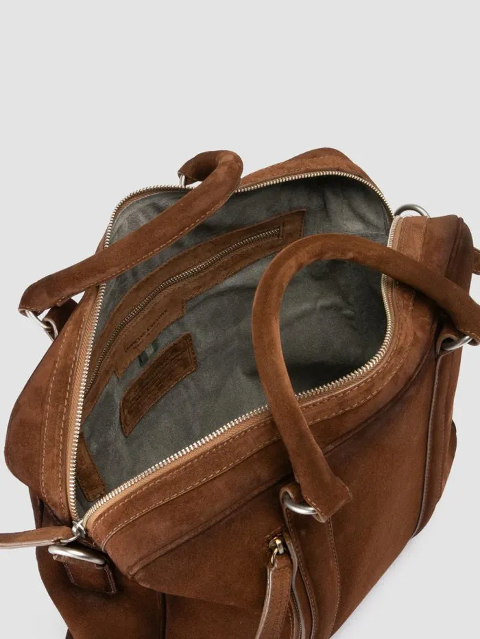 Men Officine Creative Accessories QUENTIN 010 Brown Suede Bag