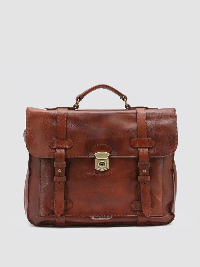Men Officine Creative Accessories RARE 26 Brown Leather BriefCase