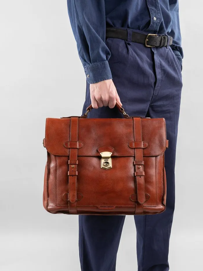 Men Officine Creative Accessories RARE 26 Brown Leather BriefCase