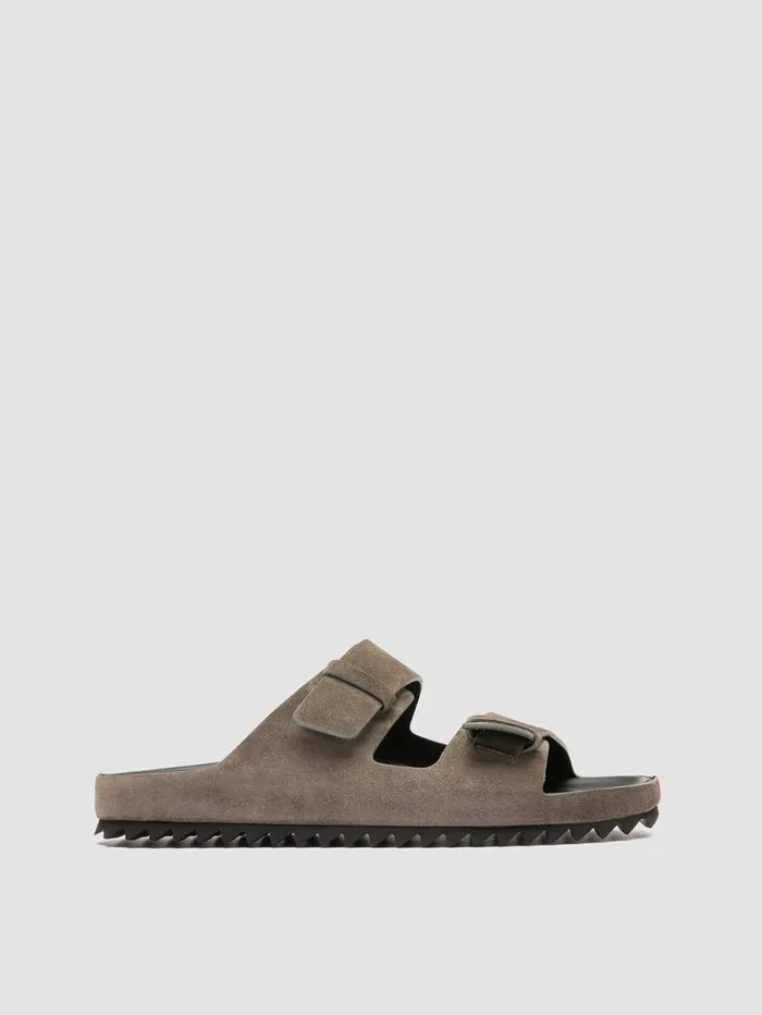 Men Officine Creative Footwear AGOR 010 Green Suede Slide Sandals