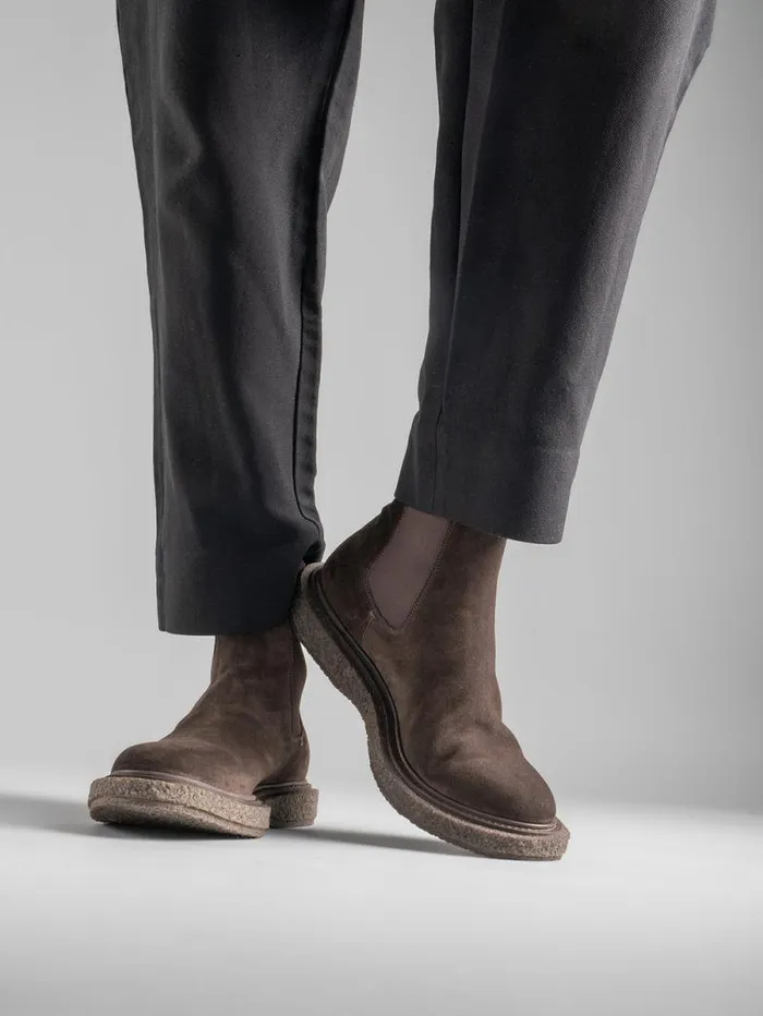 Men Officine Creative Footwear BULLET 002 Gray Suede Chelsea Boots