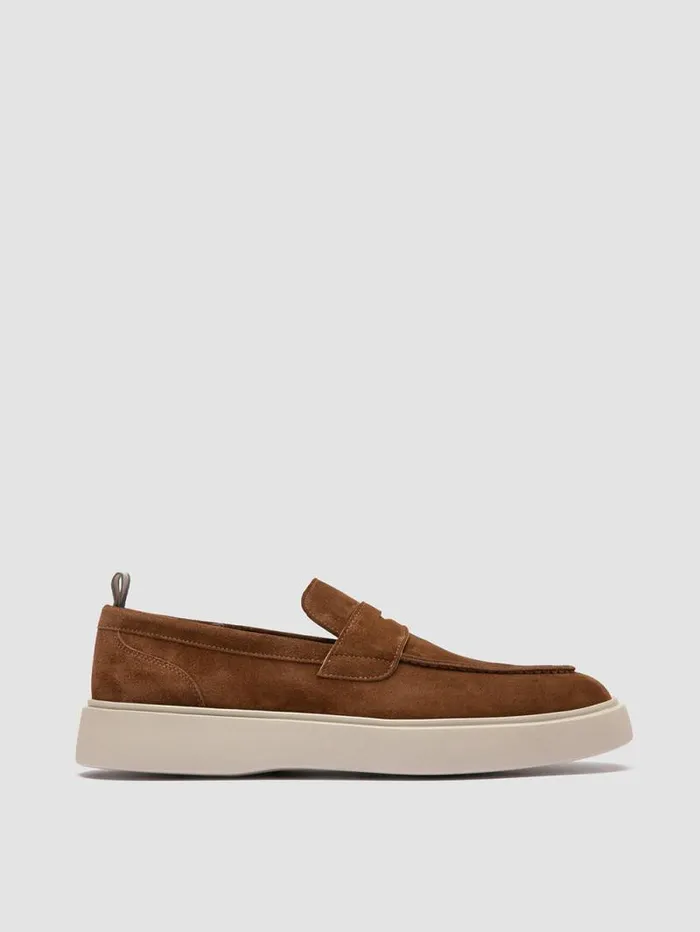 Men Officine Creative Footwear FRAME 001 Brown Suede Penny Loafers