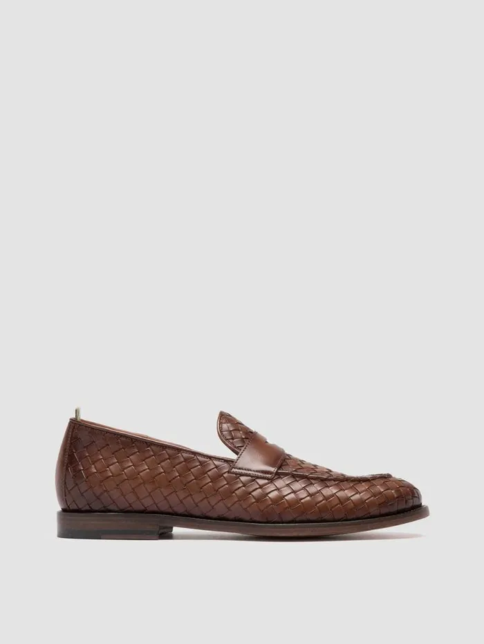 Men Officine Creative Footwear OPERA 003 Brown Leather Penny Loafers
