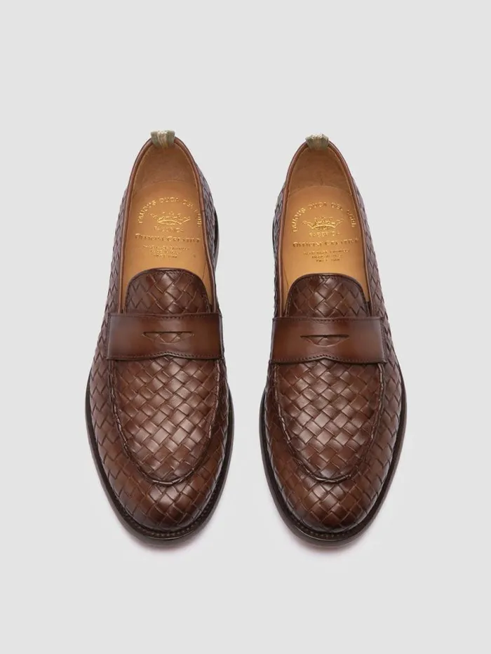 Men Officine Creative Footwear OPERA 003 Brown Leather Penny Loafers