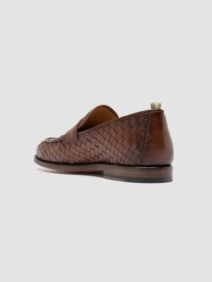 Men Officine Creative Footwear OPERA 003 Brown Leather Penny Loafers