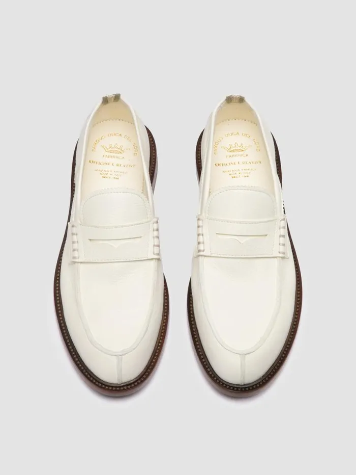 Men Officine Creative Footwear SAX 001 White Leather Penny Loafers Men Officine Creative Footwear SAX 001 White Leather Penny Loafers