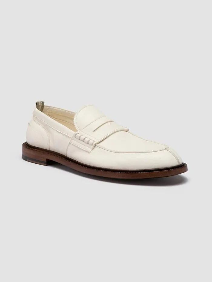 Men Officine Creative Footwear SAX 001 White Leather Penny Loafers Men Officine Creative Footwear SAX 001 White Leather Penny Loafers