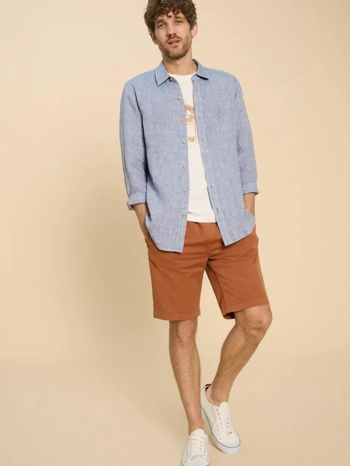 Men Pembroke LS Linen Shirt Chambray Blue White Stuff Shirts