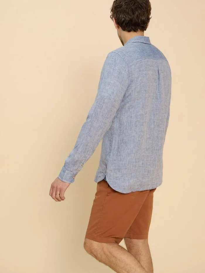 Men Pembroke LS Linen Shirt Chambray Blue White Stuff Shirts Men Pembroke LS Linen Shirt Chambray Blue White Stuff Shirts