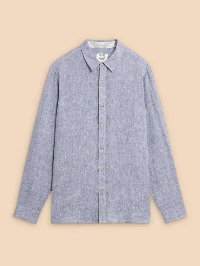 Men Pembroke LS Linen Shirt Chambray Blue White Stuff Shirts Men Pembroke LS Linen Shirt Chambray Blue White Stuff Shirts