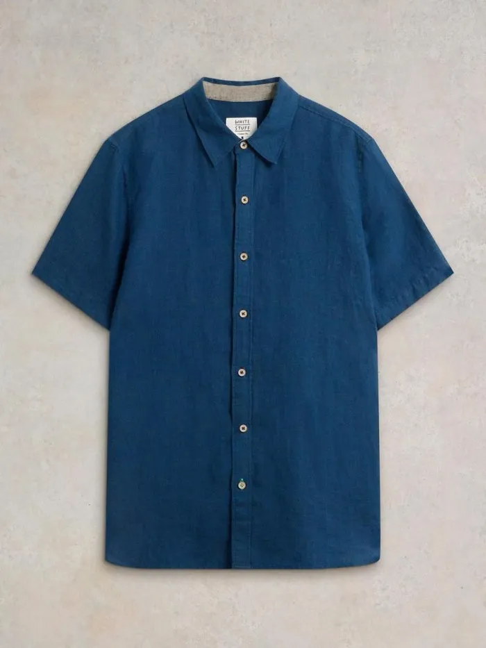 Men Pembroke SS Linen Shirt Dark Navy White Stuff Shirts