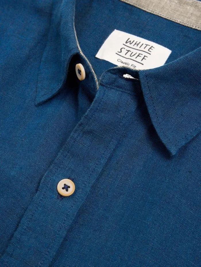 Men Pembroke SS Linen Shirt Dark Navy White Stuff Shirts