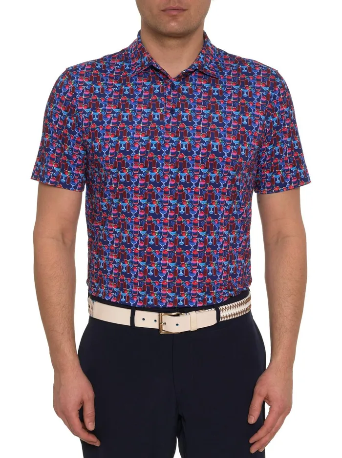 Men Polos and TShirts Robert Graham COCKTAIL HOUR KNIT POLO Navy