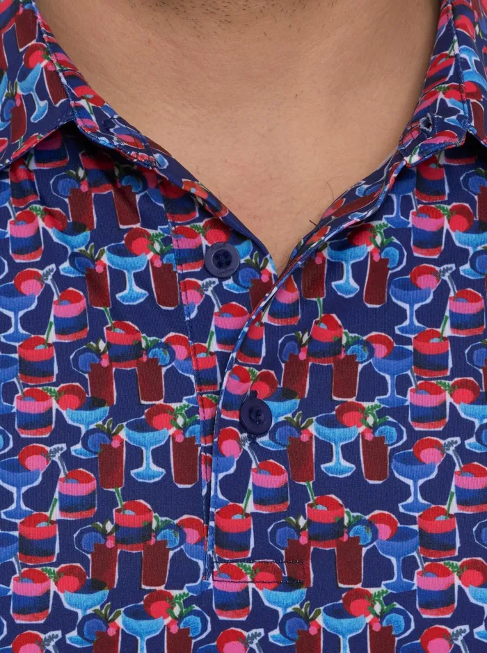 Men Polos and TShirts Robert Graham COCKTAIL HOUR KNIT POLO Navy