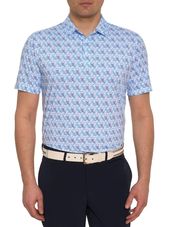 Men Polos and TShirts Robert Graham IRON SKULL PERFORMANCE POLO Black