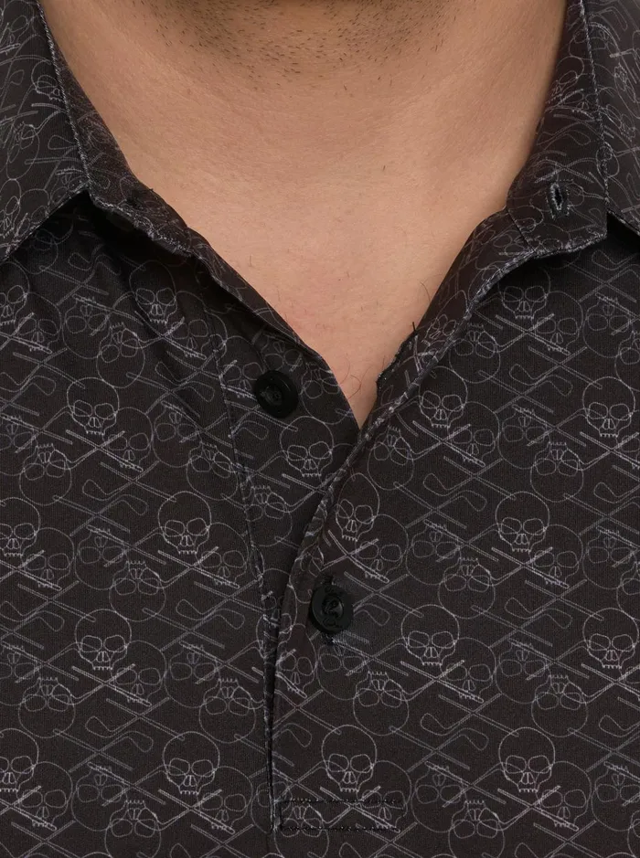 Men Polos and TShirts Robert Graham IRON SKULL PERFORMANCE POLO Black