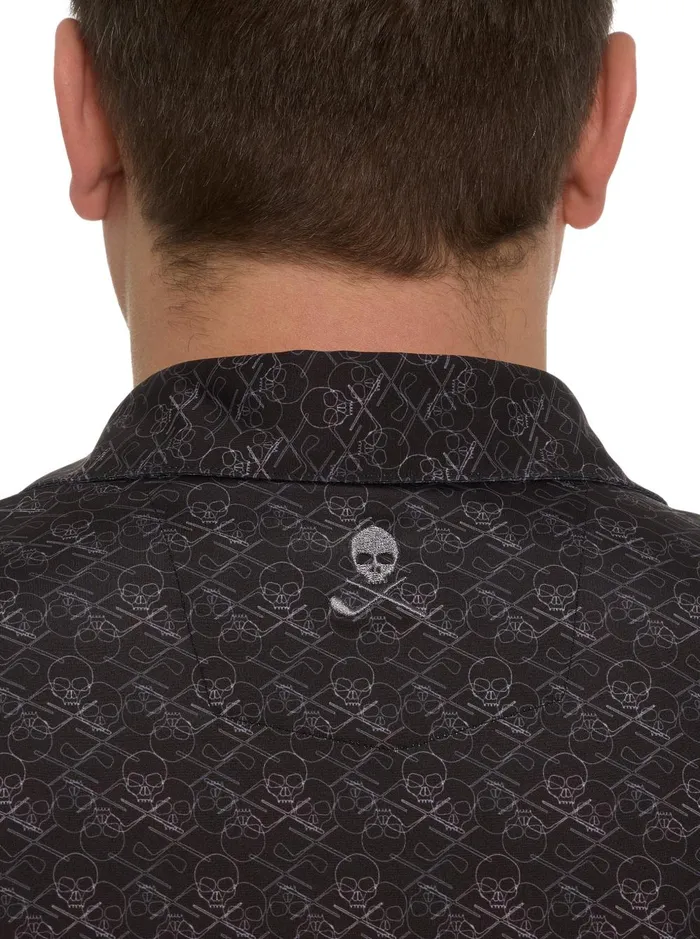 Men Polos and TShirts Robert Graham IRON SKULL PERFORMANCE POLO Black