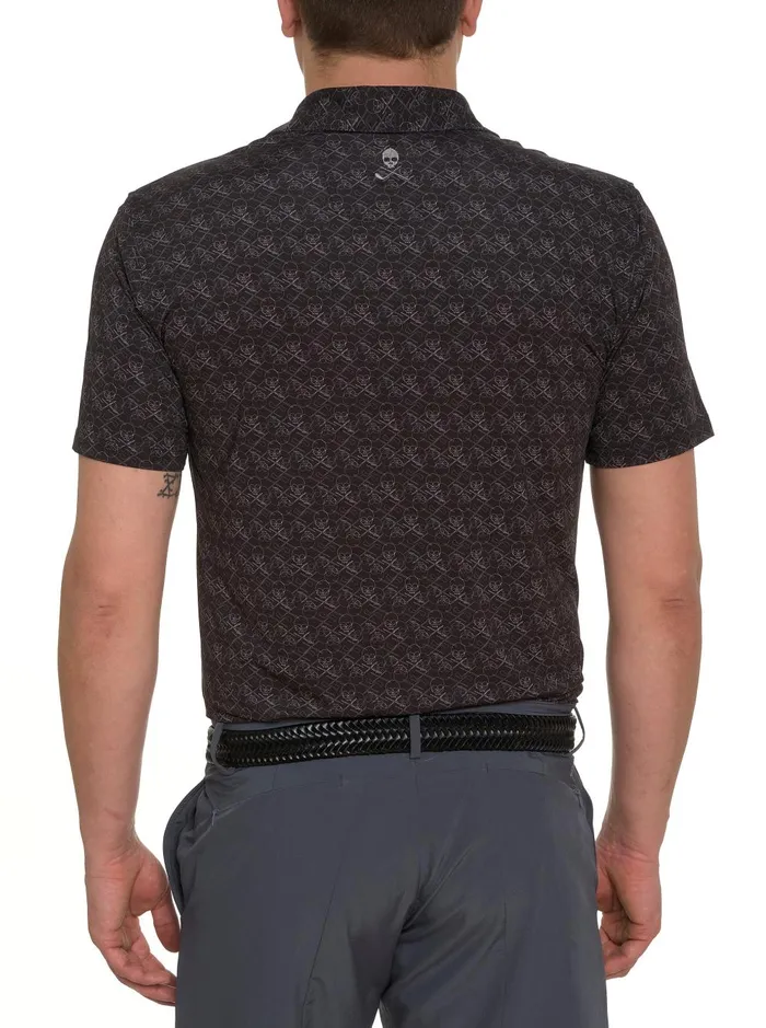 Men Polos and TShirts Robert Graham IRON SKULL PERFORMANCE POLO Black
