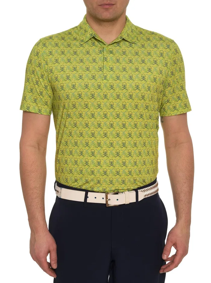 Men Polos and TShirts Robert Graham IRON SKULL PERFORMANCE POLO Black