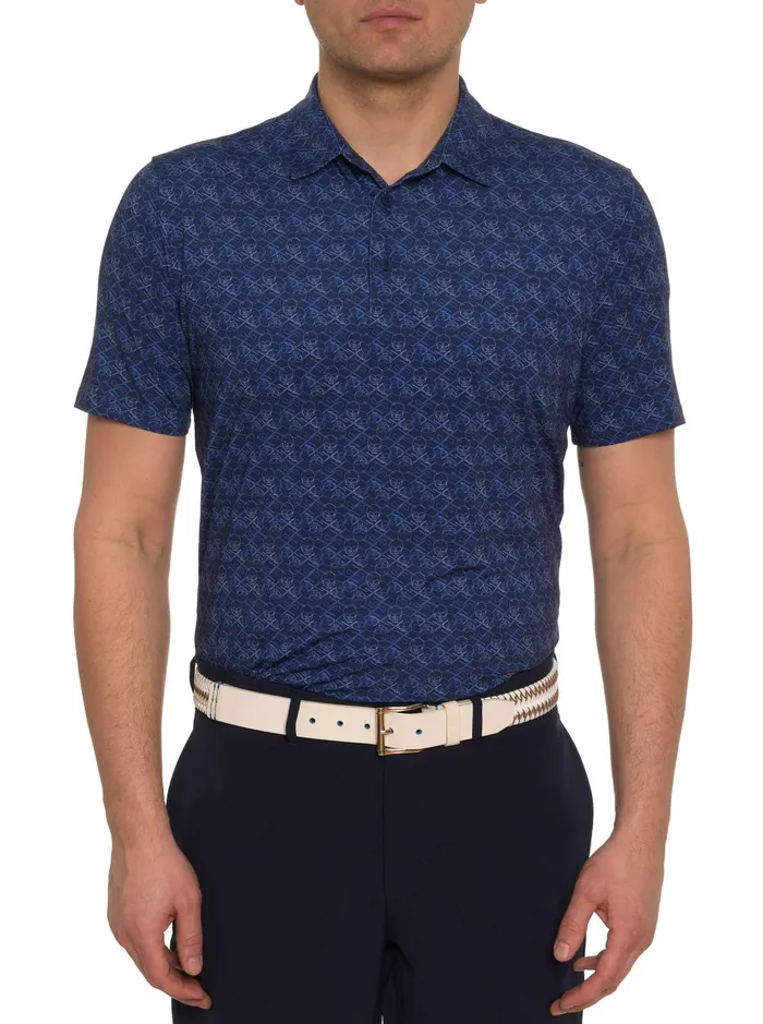 Men Polos and TShirts Robert Graham IRON SKULL PERFORMANCE POLO Black