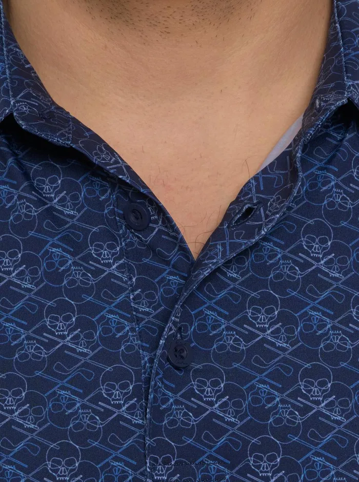 Men Polos and TShirts Robert Graham IRON SKULL PERFORMANCE POLO Black