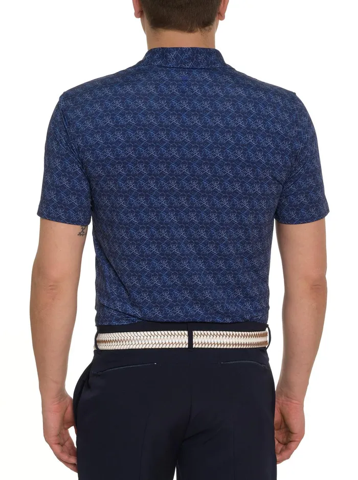 Men Polos and TShirts Robert Graham IRON SKULL PERFORMANCE POLO Black