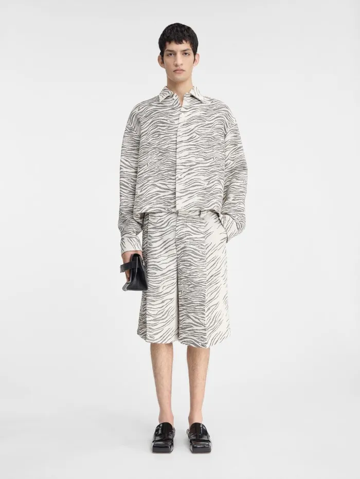 Men Shirts JACQUEMUS The Corto Shirt Jacquard Mottled Zebra Black