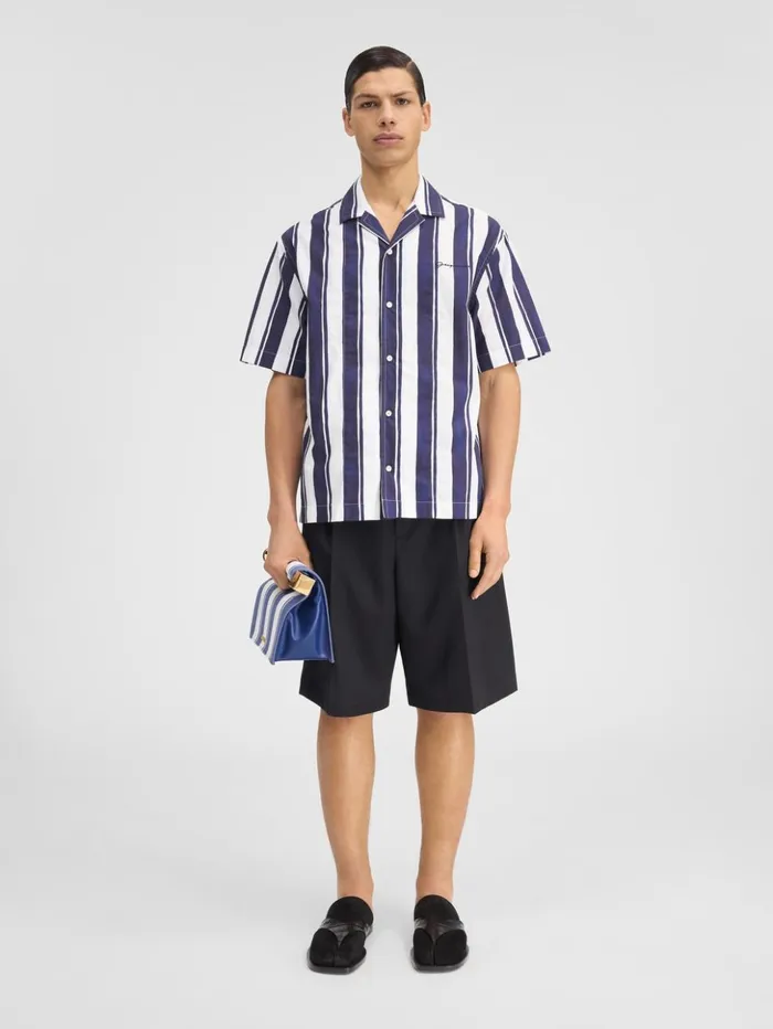 Men Shirts JACQUEMUS The Jean Shirt Print Rayure Blue