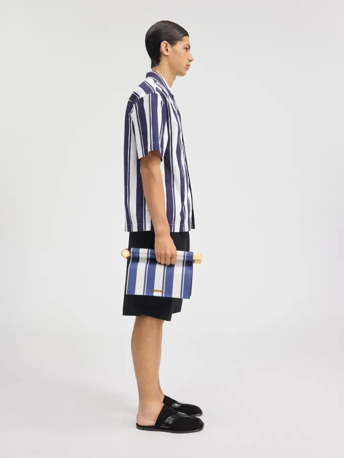Men Shirts JACQUEMUS The Jean Shirt Print Rayure Blue