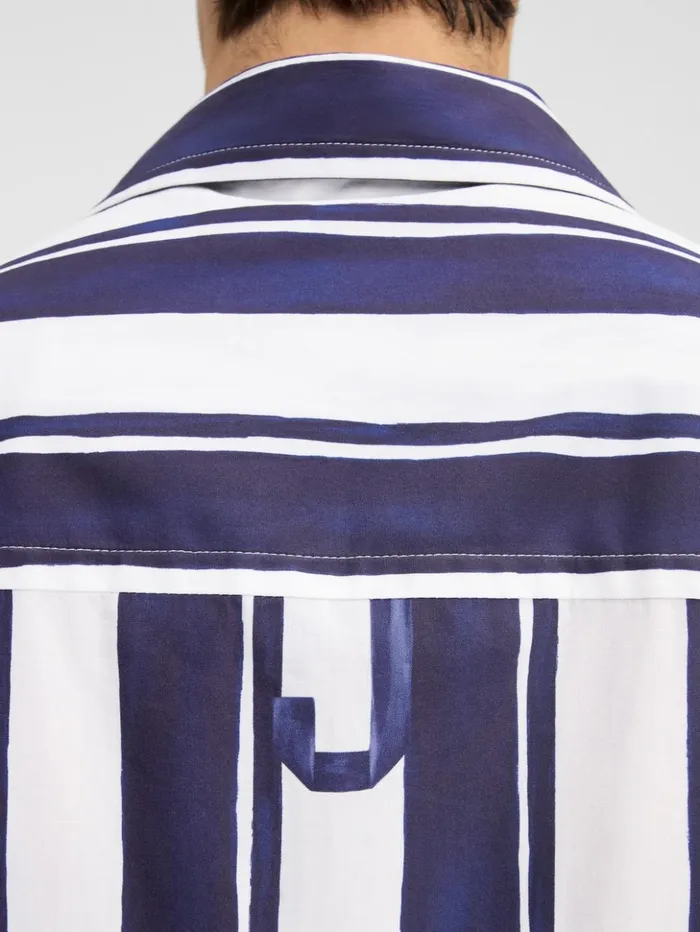 Men Shirts JACQUEMUS The Jean Shirt Print Rayure Blue