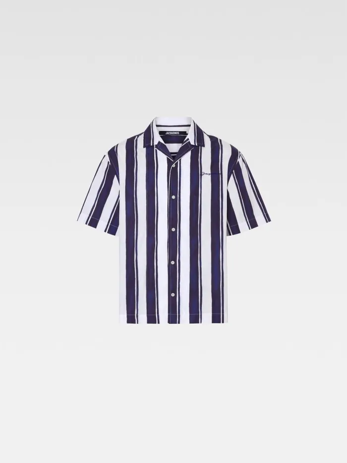 Men Shirts JACQUEMUS The Jean Shirt Print Rayure Blue