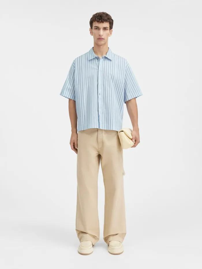 Men Shirts JACQUEMUS The Shortsleeve Shirt Print Blue Stripes