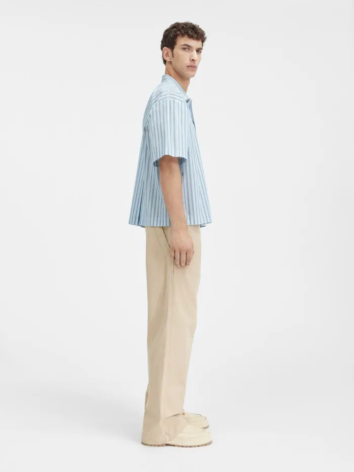 Men Shirts JACQUEMUS The Shortsleeve Shirt Print Blue Stripes Men Shirts JACQUEMUS The Shortsleeve Shirt Print Blue Stripes