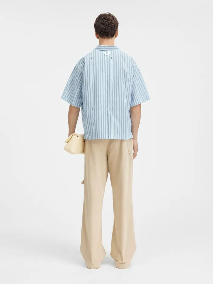 Men Shirts JACQUEMUS The Shortsleeve Shirt Print Blue Stripes Men Shirts JACQUEMUS The Shortsleeve Shirt Print Blue Stripes