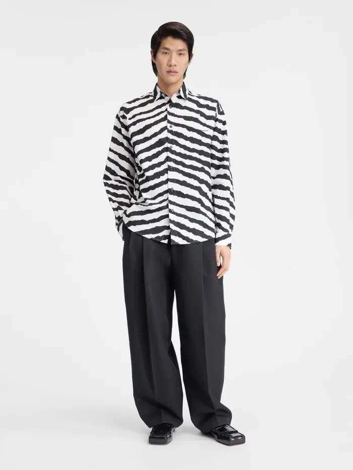 Men Shirts JACQUEMUS The Simon Shirt Print Zebra White Black