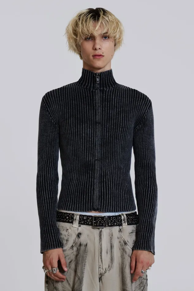 Men Shop Black Lucid Knit Track Top Bestsellers Jaded London