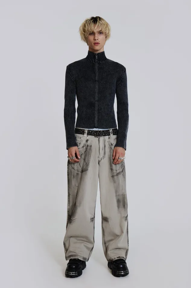 Men Shop Black Lucid Knit Track Top Bestsellers Jaded London