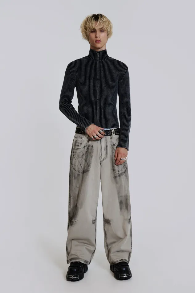 Men Shop Black Lucid Knit Track Top Bestsellers Jaded London