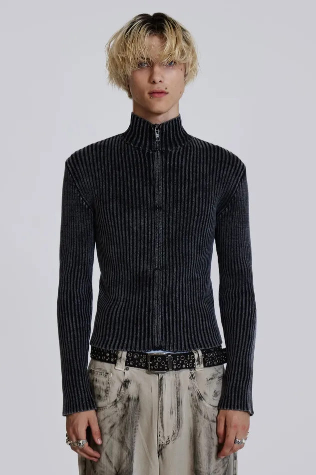 Men Shop Black Lucid Knit Track Top Bestsellers Jaded London