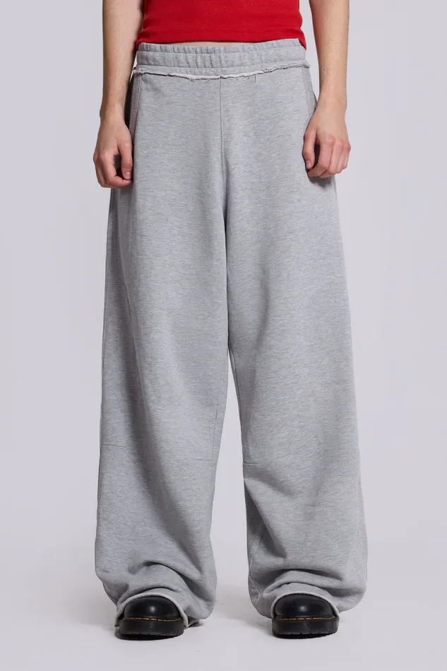 Men Shop Grey Marl Monster Joggers Loungewear Jaded London