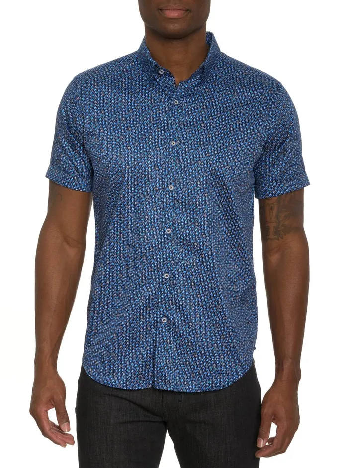 Men Short Sleeve Button Down Shirts Robert Graham BERRADA SHORT SLEEVE BUTTON DOWN SHIRT Navy