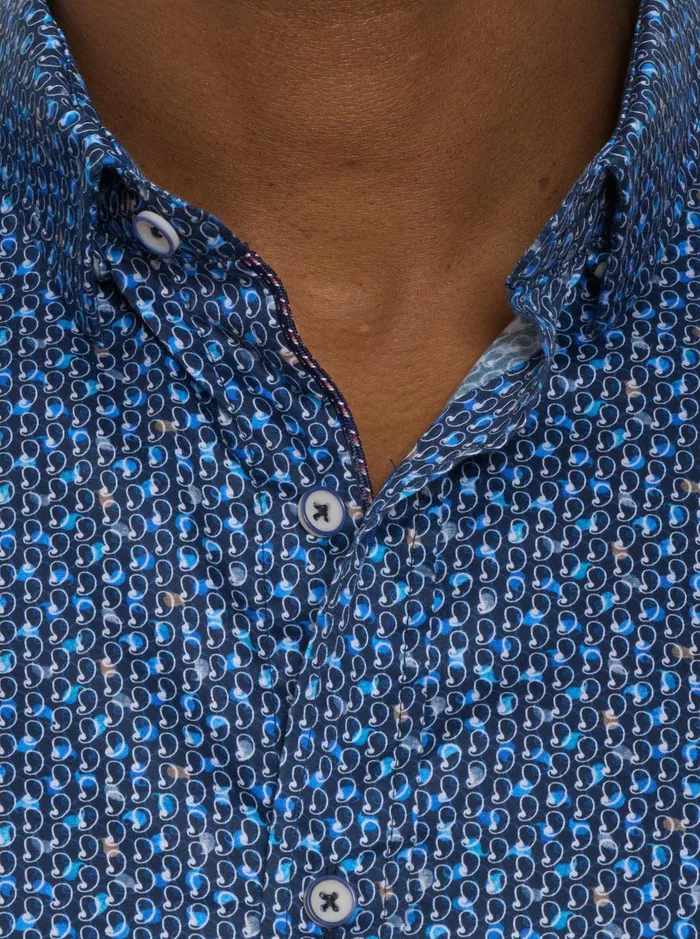 Men Short Sleeve Button Down Shirts Robert Graham BERRADA SHORT SLEEVE BUTTON DOWN SHIRT Navy