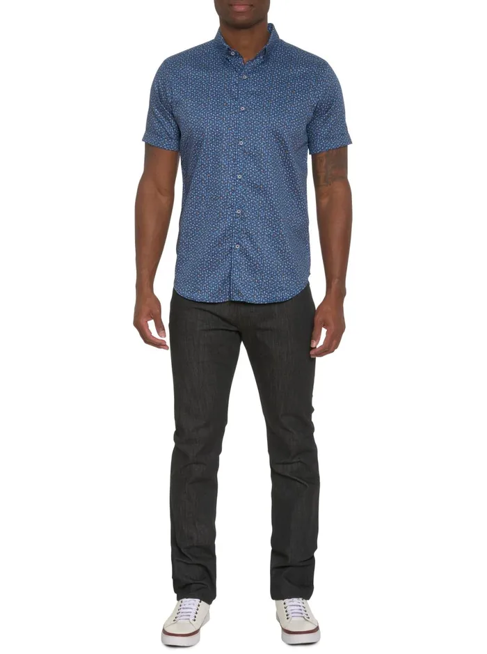 Men Short Sleeve Button Down Shirts Robert Graham BERRADA SHORT SLEEVE BUTTON DOWN SHIRT Navy