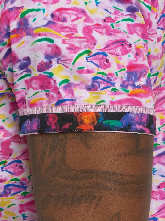 Men Short Sleeve Button Down Shirts Robert Graham FISHY BUSINESS 2 SHORT SLEEVE BUTTON DOWN SHIRT Pink