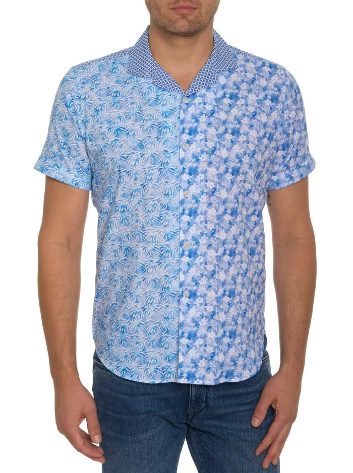 Men Short Sleeve Button Down Shirts Robert Graham FONTANA SHORT SLEEVE BUTTON DOWN Blue
