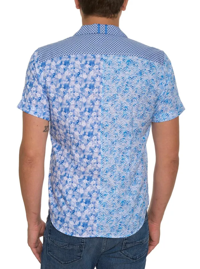 Men Short Sleeve Button Down Shirts Robert Graham FONTANA SHORT SLEEVE BUTTON DOWN Blue