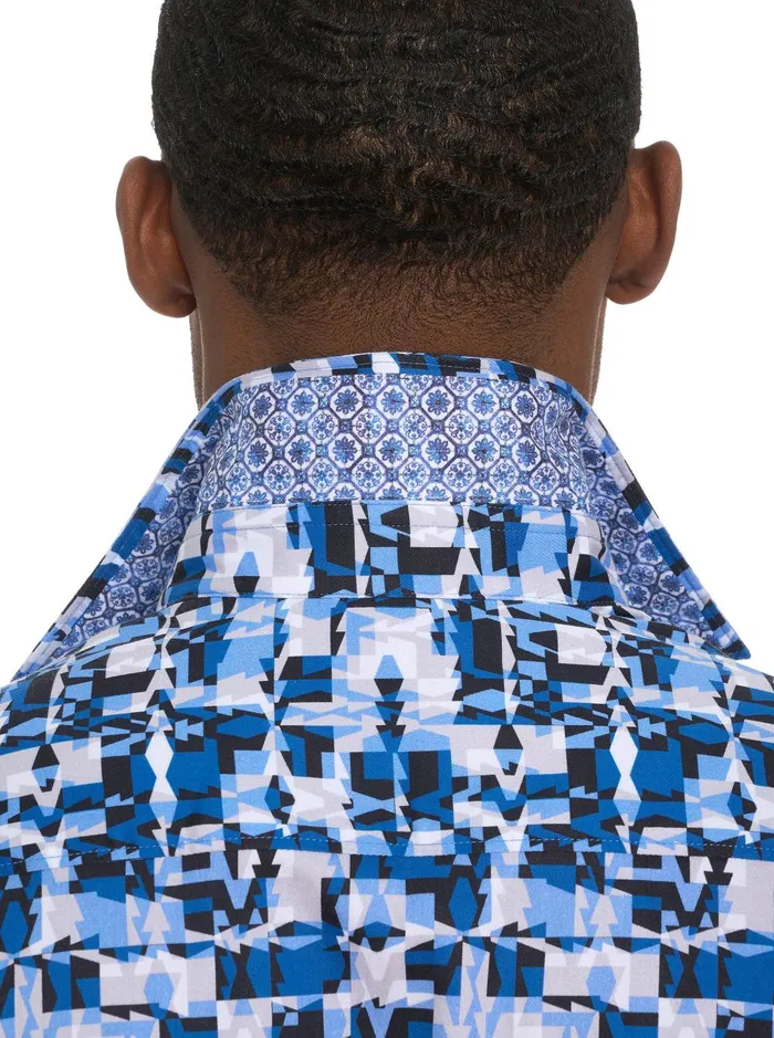 Men Short Sleeve Button Down Shirts Robert Graham IZNICK SHORT SLEEVE BUTTON DOWN SHIRT Blue