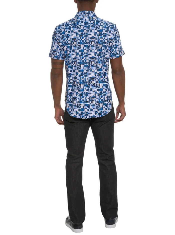 Men Short Sleeve Button Down Shirts Robert Graham IZNICK SHORT SLEEVE BUTTON DOWN SHIRT Blue