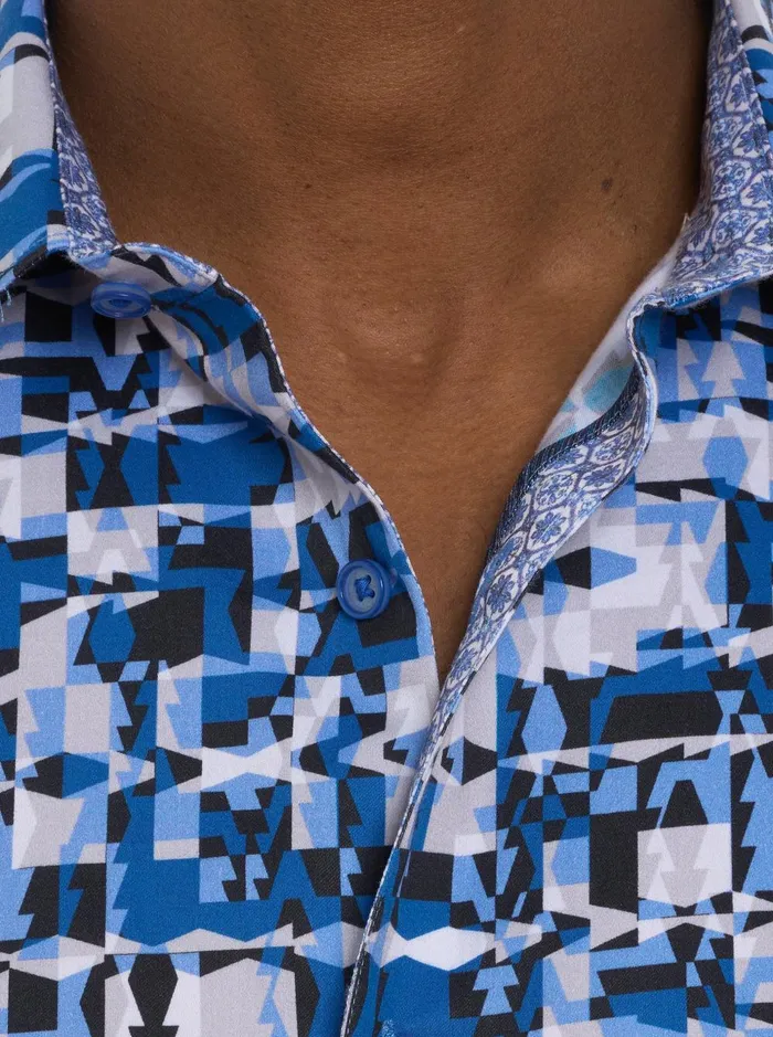 Men Short Sleeve Button Down Shirts Robert Graham IZNICK SHORT SLEEVE BUTTON DOWN SHIRT Blue